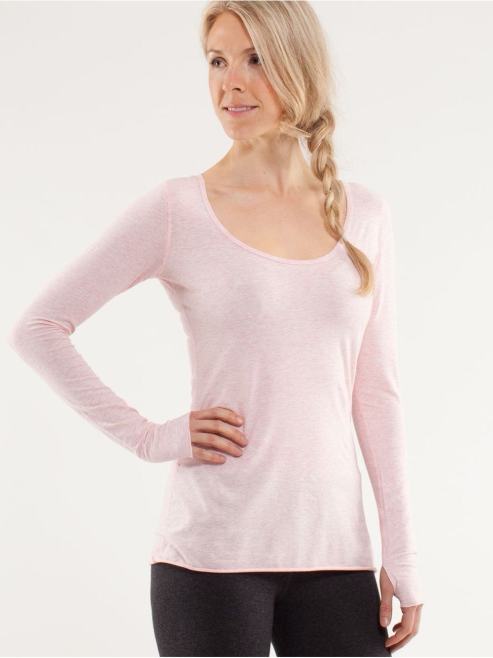 lululemon athletica my mantra Heather blush Long Sleeve Top light pink